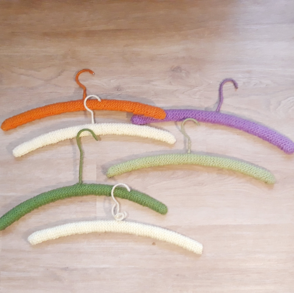 Handmade 6 Crochet Covered Hangers - Yellow, Green, Orange and Purple - Picture 10 of 11